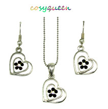 Lovely twin heart garnet Swarovski elements crystal necklace & earring gift set - $9,999.00
