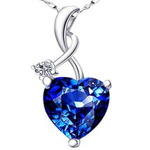 4.1Ct Simulated Sapphire &amp; Diamond Heart Pendant Chain 14K White Gold Plated 18&quot; - £273.74 GBP