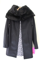 NWT Betsey Johnson Black Snow Leopard Reversible Faux Fur Wool Coat XS $280 - £147.85 GBP