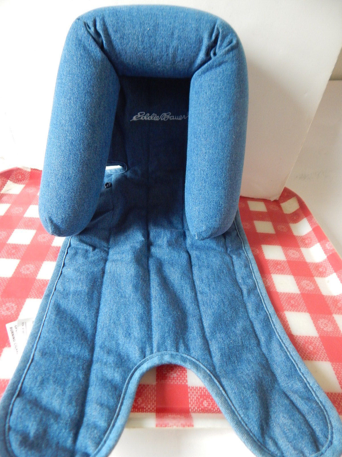 EUC Infant Baby Car Seat Head Rest Neck head Support blue DenimEddie Bauer - $6.44