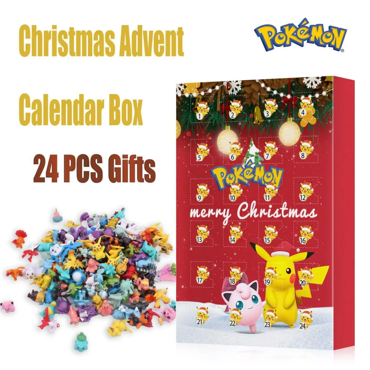 24PCS Pokemon Christmas 2023 Advent Calendar Box Figure Toys Genuine Pikachu - £18.94 GBP