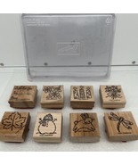 Stampin Up 2001 Wood Mount Stamps Tags and More Vintage 1x1” Bunny Drago... - £6.13 GBP