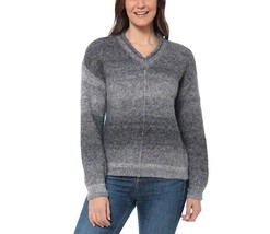Briggs Ladies&#39; Size Medium, V-Neck Ombre Sweater, Black - £19.76 GBP