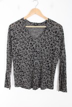 Rails XS Charcoal Gray Sami Leopard Print Linen Lyocell Jersey Long Sleeve Top - £21.66 GBP