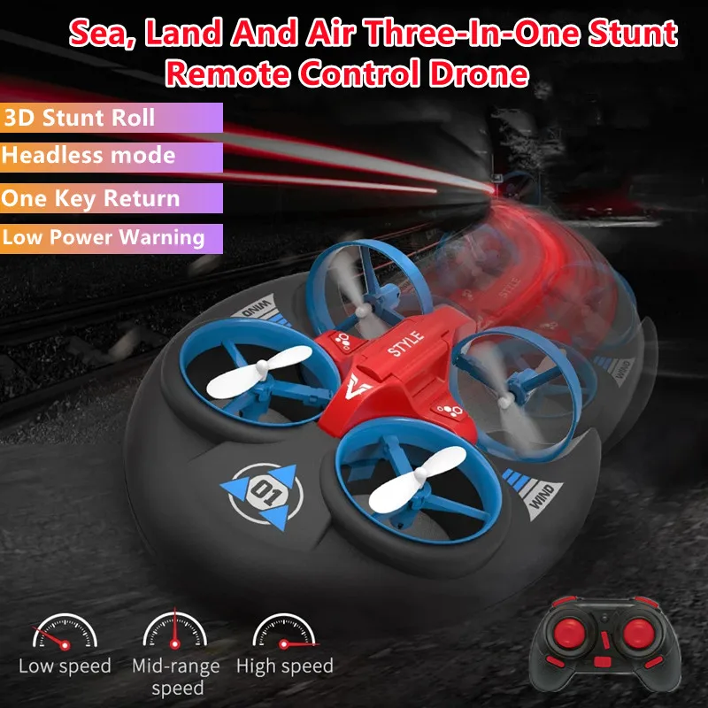 Sea Land Air 3-In-1 Wireless Control Mini Drone Headless Mode 3D Stunt R... - £45.93 GBP+