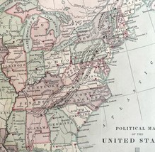 1879 Political Map United States America Victorian Geography 1st Edition DWAA9 - £70.78 GBP
