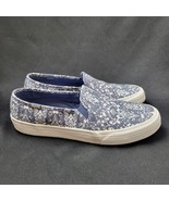 Keds Double Decker Blue Mosaic Canvas Slip-On Sneakers Boat Shoe Womens ... - $33.83 CAD