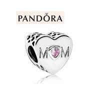 925 Sterling Silver Pandora Crystal Pink Mother Heart Charm,Gifts For Her  - £11.18 GBP