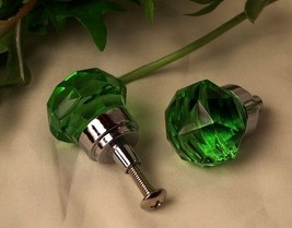 SMALL Green Solid Crystal DrawerDoor Pull - £30.98 GBP