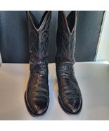 Vtg Dan Post Ostrich Leg Leather Cowboy Western Boot 6629 Men 10D Black ... - $129.99