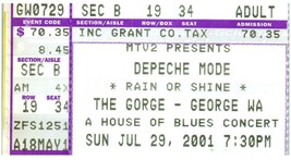 Vintage Depeche Mode Ticket Stub July 29 2001 The Gorge George Washington - £34.33 GBP