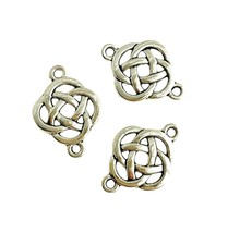 10 Antiqued Silver 25mm Celtic Endless Knot Bead Drop Connector Link Findings - £4.00 GBP