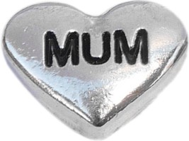 Mum Silvertone Heart Floating Locket Charm - $2.42