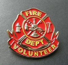 VOLUNTEER FIRE FIGHTER FIRE DEPT MEDALLION SHIELD LAPEL PIN BADGE 1.5 IN... - $6.24