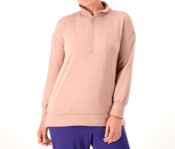 Cuddl Duds Comfortwear Half-Zip Henley Pullover Top- Walnut Taupe, 3X - £20.82 GBP