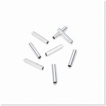 100pcs Sleek Round Tube 15mm Long Connector Loose Beads - 2.4mm Hole, Silver Pla - $17.81