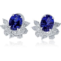 4.24CT Tanzanite GIA Certified 2.13CT Lab Grown Diamond Earrings 14k Whi... - £5,999.67 GBP