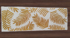 Handmade Beaded Table Runner White And Gold Palm Leaves Table Runner 13X36 Inch - £54.66 GBP