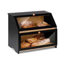 Double Layer Large Bread Box For Kitchen Counter, Wooden Large Capacity ... - £61.18 GBP