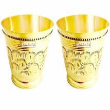 Prisha India Craft Pure Brass Mughlai Style Embossed Design Lassi Glass Tumbler  - £43.08 GBP