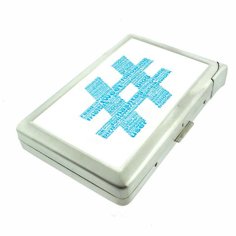 Hashtags D4 100&#39;s Size Cigarette Case with Built in Lighter Metal Wallet - $21.73
