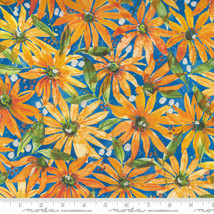 Moda Fresh As A Daisy Cobalt 8494 14 Quilt Fabric By The Yard By Laura Muir - £9.19 GBP