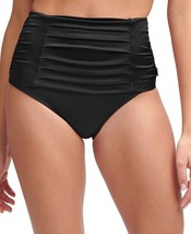 Calvin Klein Pleated High-Waist Bikini Bottoms Black Large SW230519 - £23.50 GBP