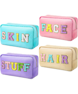 Remerry 4 Pcs Nylon Cosmetic Bag Chenille Letter Cosmetic Pouch Zipper P... - £37.29 GBP