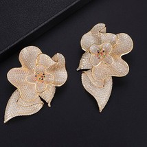 Luxury Big  Flower Blossom Cubic Zirconia Drop Earrings for Women Fashion Engage - £69.73 GBP