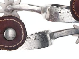 Antique August Buermann Engraved longhorn spurs Star steel silver - £304.67 GBP