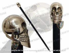 Victorian Canes &amp; Walking Stick With Brass Skull Head Collectible Men&#39;s Gift. - £15.70 GBP+