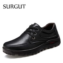 New Spring Middle-Aged Mens Shoes Dad Leather Shoes Flats Shoes Antiskid Soft Du - £67.14 GBP