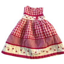 Youngland Toddler Girls Size 3T Pink White Sun Dress Seersucker Floral Knee Leng - £9.94 GBP