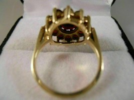 Vintage 14K Yellow Gold Plated Simulated Garnet Bohemian Flower Ring Women's - £95.13 GBP