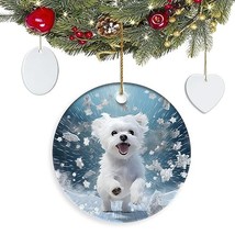 NETHOUSE Maltese Christmas Ornament Craft Gifts Maltese Dog Christmas Pendant Ho - £10.13 GBP