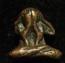 Thai amulet Buddha phra pidta copper 2 cm. talisman, old, authentic, rar... - $39.60