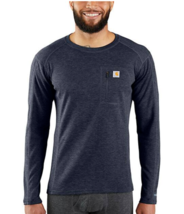 Carhartt Force Midweight Synthetic-Wool Blend Base Layer Crewneck Pocket Navy - £39.86 GBP