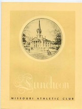Missouri Athletic Club 1958 Menu The Old Cathedral 1840 - £27.21 GBP