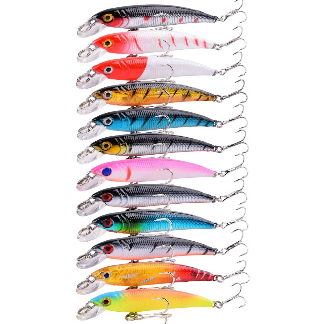 12 PCS Fishing Lures Bait 3D Eye 8cm/5g Minnow Crankbait Wobblers Perch  Bait Pi - $28.93