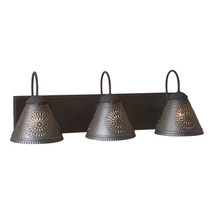 Vanity Light - 3-Light Wood Metal Punched Tin Fixture Black &quot;Crestwood&quot; - £245.27 GBP