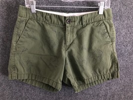 Old Navy Chino Shorts Womens Size 4 Green Floral 4.5 inch inseam Low Rise - £6.35 GBP