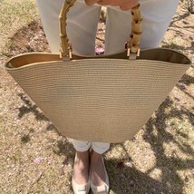 Hand made Straw Handbag Hand weaving Shopping Carrying Tote bag #H335 - $56.81