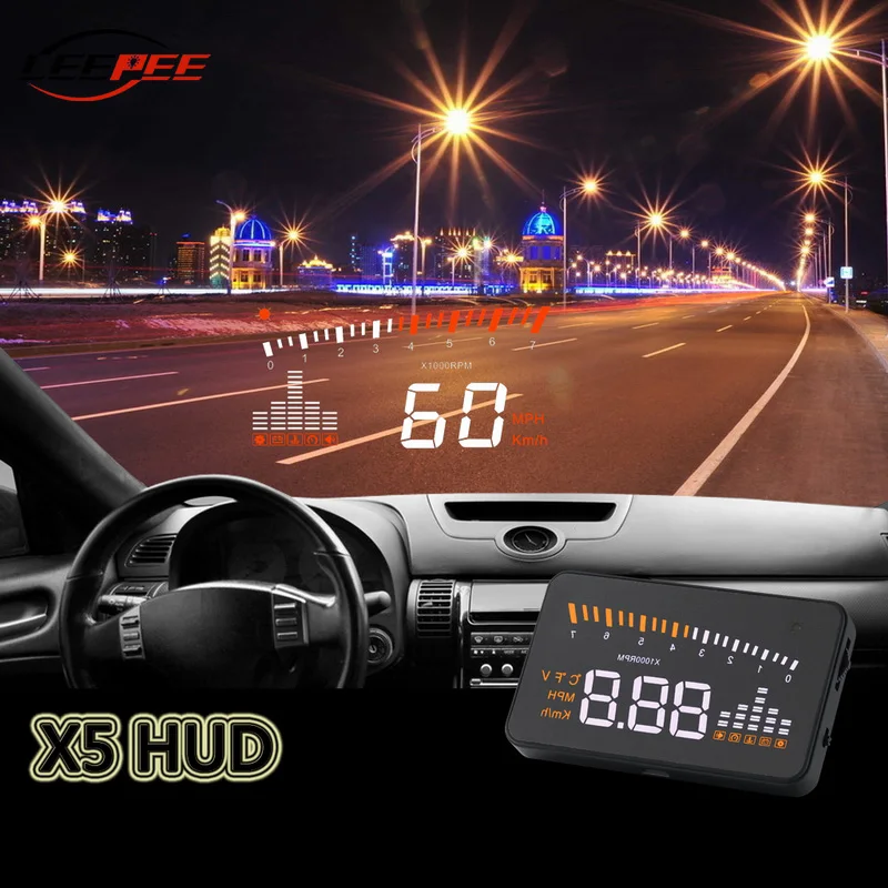 Car Head Up Display OBD2 X5 HUD GPS Speedometer Digital Tester 3 Inch Windshield - £26.68 GBP