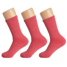 Womens Rose Red Cotton Crew Socks 3 Pack Size 5-10 Soft Breathable Cushi... - $12.90