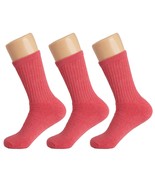 Womens Rose Red Cotton Crew Socks 3 Pack Size 5-10 Soft Breathable Cushi... - $17.69 CAD