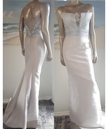 $1,748 RUBIN SINGER STUNNING LIGHT BLUE BEADED SILK EVENING DRESS GOWN US 2 - $996.00
