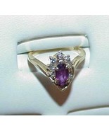 14K .50Ct Ruby Oval 10 Diamond Surround Ring Yellow Gold Size 6 Retro Vi... - $5,465.18 MXN