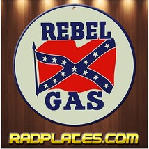 Vintage style Round Man Cave Garage Rebel Gas Aluminum Metal Aluminum Sign 12&quot; - £16.95 GBP