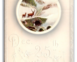 Christmas December 25th Winter Landscape Airbrushed Embossed DB Postcard... - $4.90