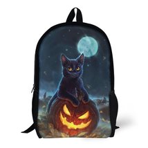 Mondxflaur Halloween Cat Backpacks for School Kids Adults Lightweight Bag 16.9in - £19.17 GBP